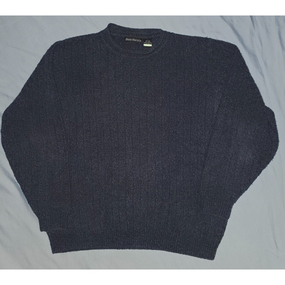 Barry Bricken Mens L Roll Neck Knit Pullover Sweater Long Sleeve Wool Blue